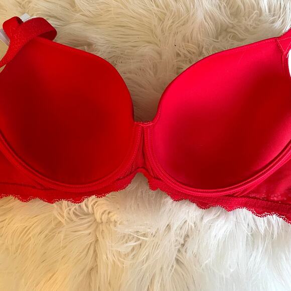 Simone Perele Caresse Spacer 3D T Shirt Bra Underwire Lightly Padded Red 34 F - Picture 7 of 14
